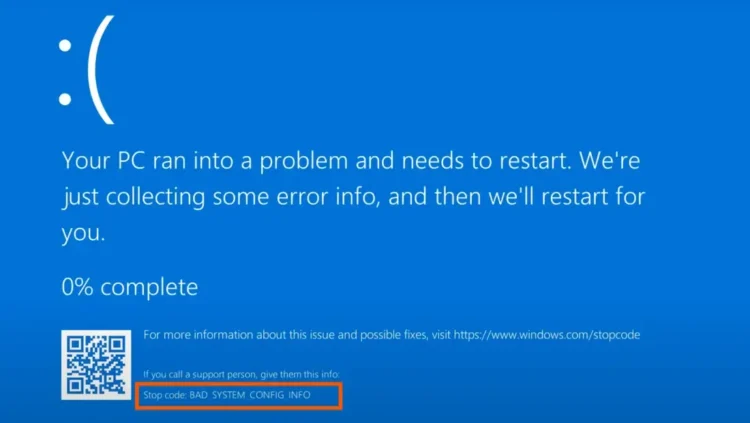 windows 10 bad system config info